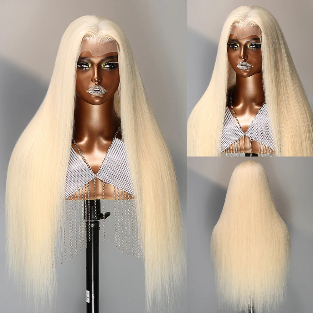 40 Inch 613 Blond Lace Frontal Wig Human Hair 13x6 13x4 HD Transparent Color Bone Straight Lace Front Wigs For Women 250 Density