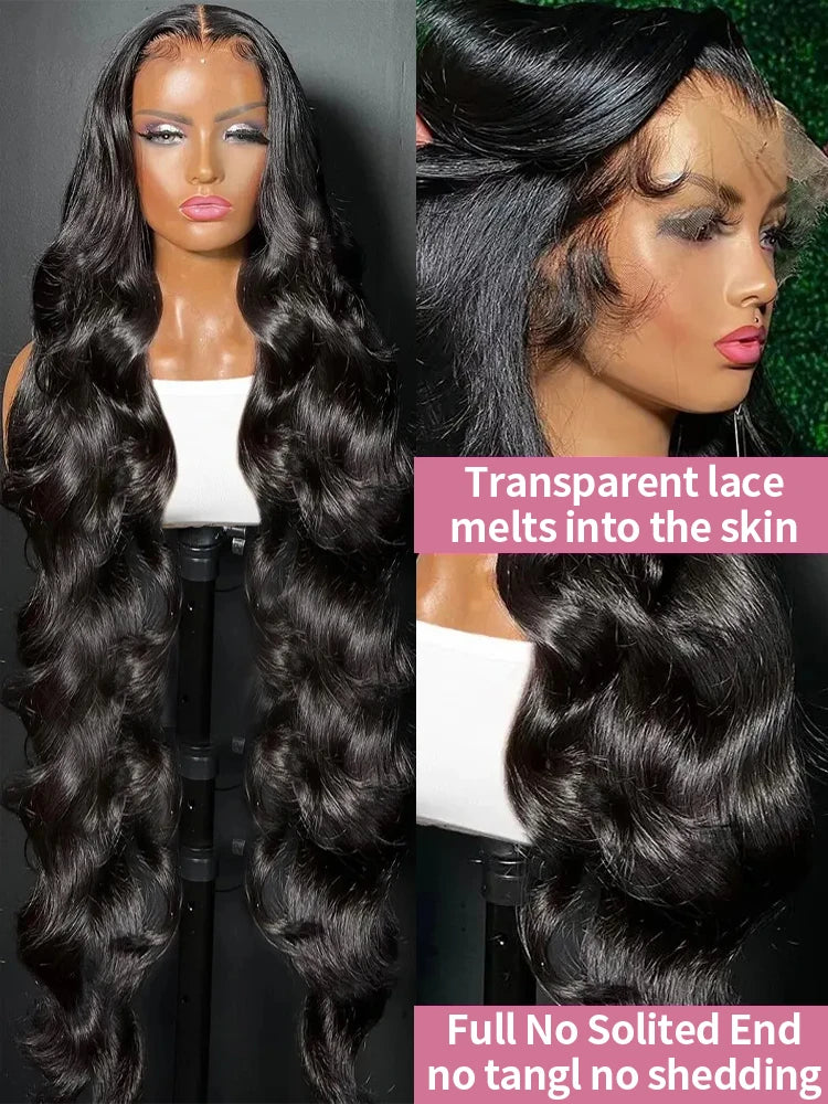 40 46 Inches 13x6 HD Body Wave Lace Front Human Hair Wigs Brazilian 13x4 360 Natural Wavy Human Hair Wigs For Women 300% Density