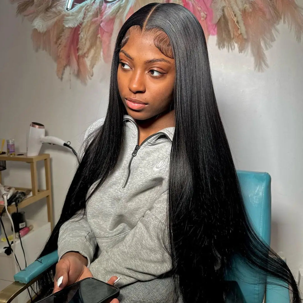 40 46 50 Inch 13x4 13x6 HD Transparent Bone Straight Lace Front Wigs 300% Density 7x5 Wear Go Glueless Wigs Human Hair For Women