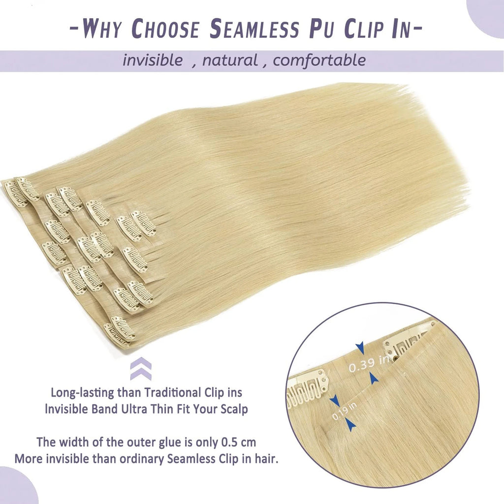 10Pcs Clip In Hair Extensions 100% Real Human Hair 613 Blonde Colored Straight Clip In Hair 140G/Set Deals Clearance Sale