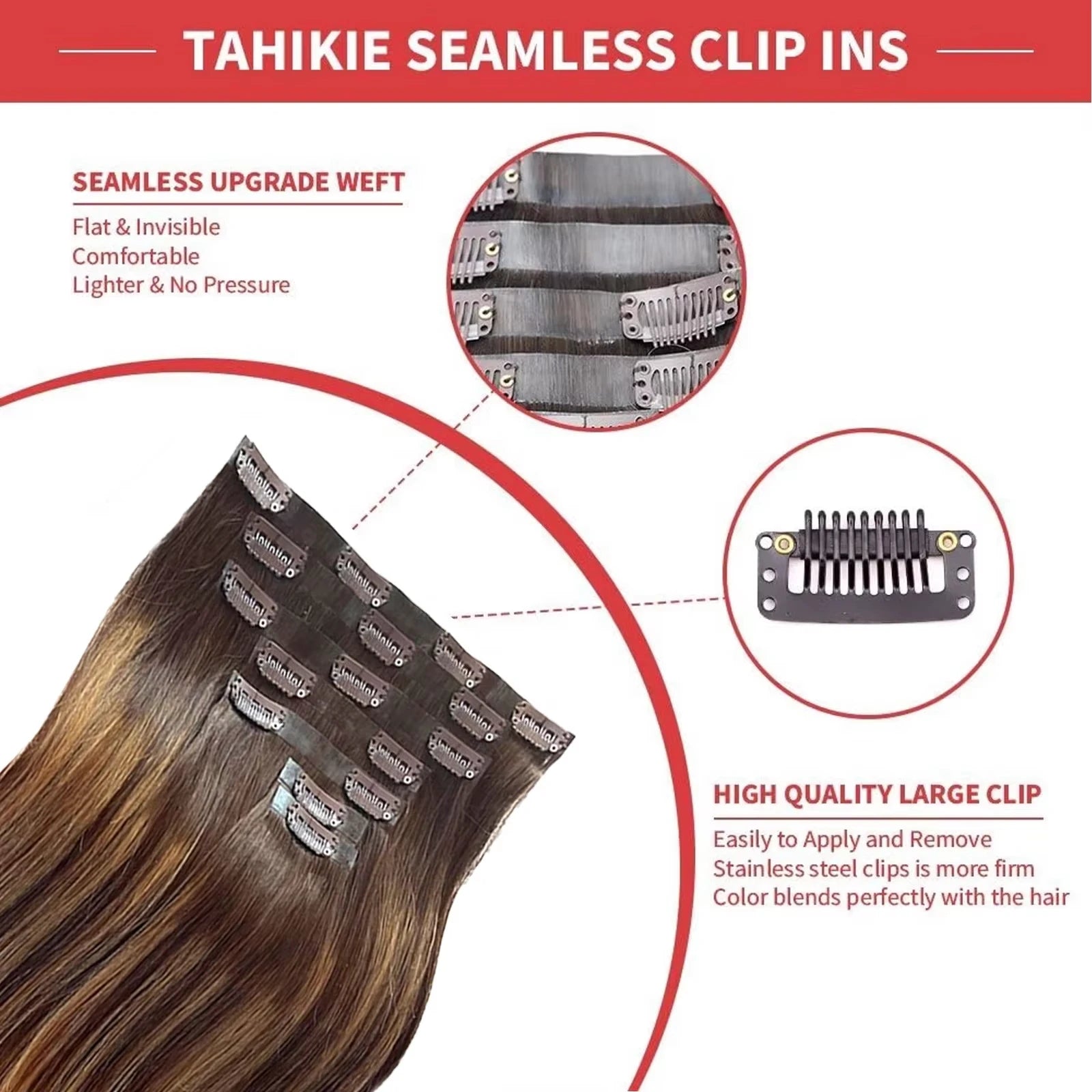 Highlight Straight Clip In Extensions 100% Brazilian Human Hair Clip In Hair Extension One Piece Hairpieces With 24 Secure Clips