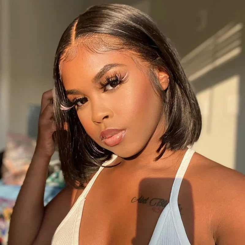 Glueless Bob Hair Wig Human Hair Ready To Wear Straight Transprent 13x4 Lace Closure Wigs For Women Glueless Wigs Human Hair