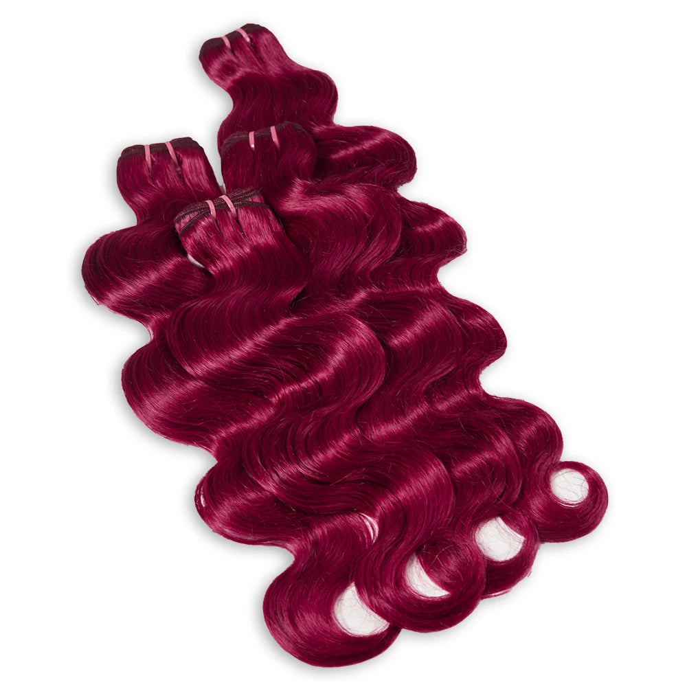 #99J Human Hair 13x4 Lace Front With 18 20 22Inch Bundles Brazilian Hair 3 Bundles With Frontal Body Wave Bundles Burgundy