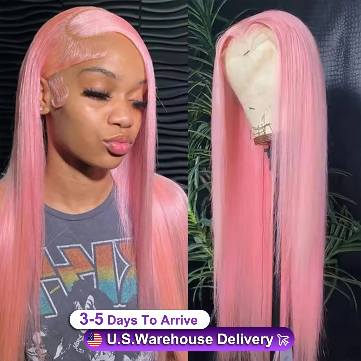 Pink Straight 13X4 Transparent Lace Frontal Wigs Brazilian 250% Lace Front Wig Colored Human Hair Wigs For Women Pre Plucked