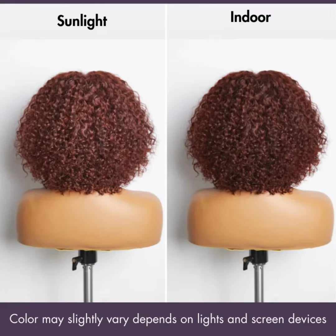 Reddish Brown Water Wave Lace Short Curly Wig Burgundy Red Remy Short Cut Bob Frontal Human Hair Wigs 100% Real Human Hair