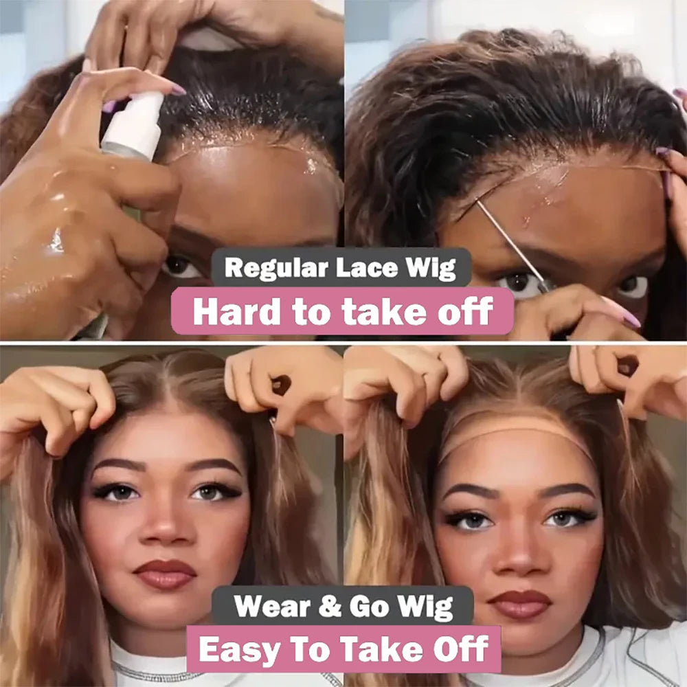 Wear And Go 13x4 Ombre Highlight Glueless Wig Human Hair Brazilian 30 40 Inch Straight Lace Front Wigs Human Hair For Women 250%