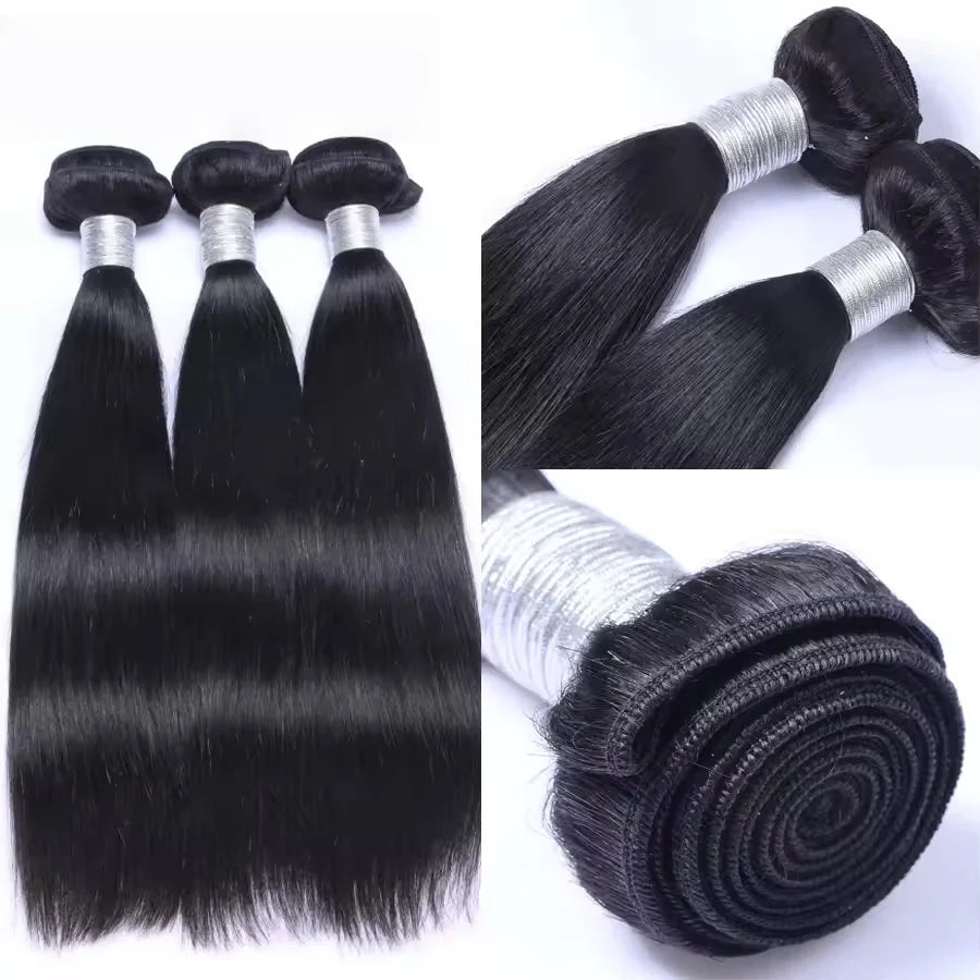 8-34 Inch Natutral Straight Human Hair Bundles 100% Brazil Human Hair Sew In Weaves Color 1/3/4 Bundles For Black Women