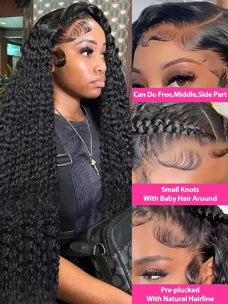 30 40 Inch Water Curly 13x6 HD Transparent Lace Frontal Wigs Glueless 5x5 Lace Closure Human Hair Deep Wave 13x4 Lace Front Wig