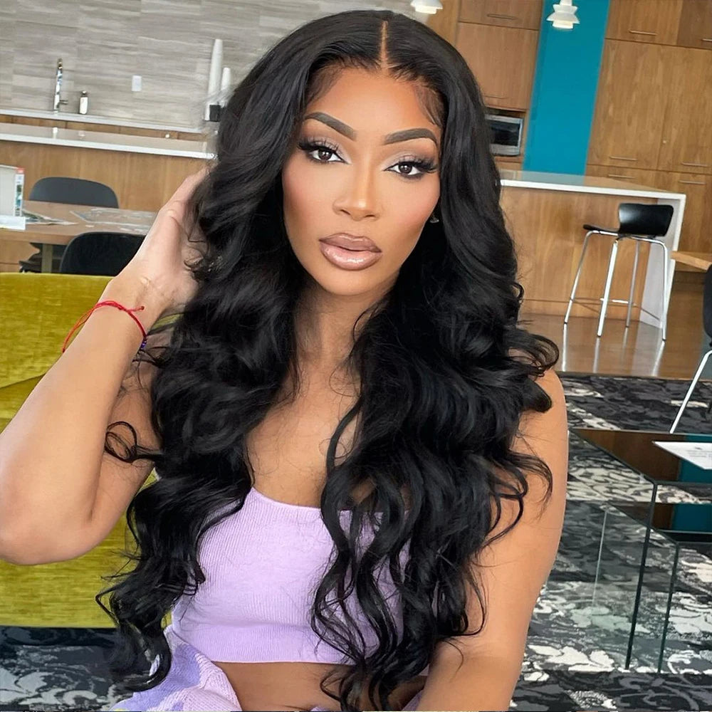 40 46 Inch 300% 13X6 HD Transparent Body Wave Lace Frontal Wig Water Wave 13X4 HD Lace Front Human Hair Wigs For Black Women