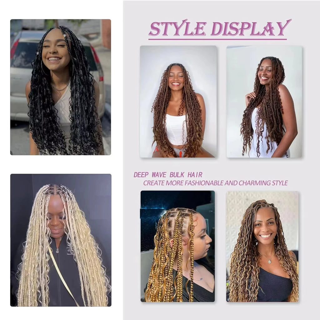 12A 613 Bulk Human Hair For Braiding Deep Wave Blonde Bulk Human Hair Extensions No Weft Human Hair Bundles For Boho Braids