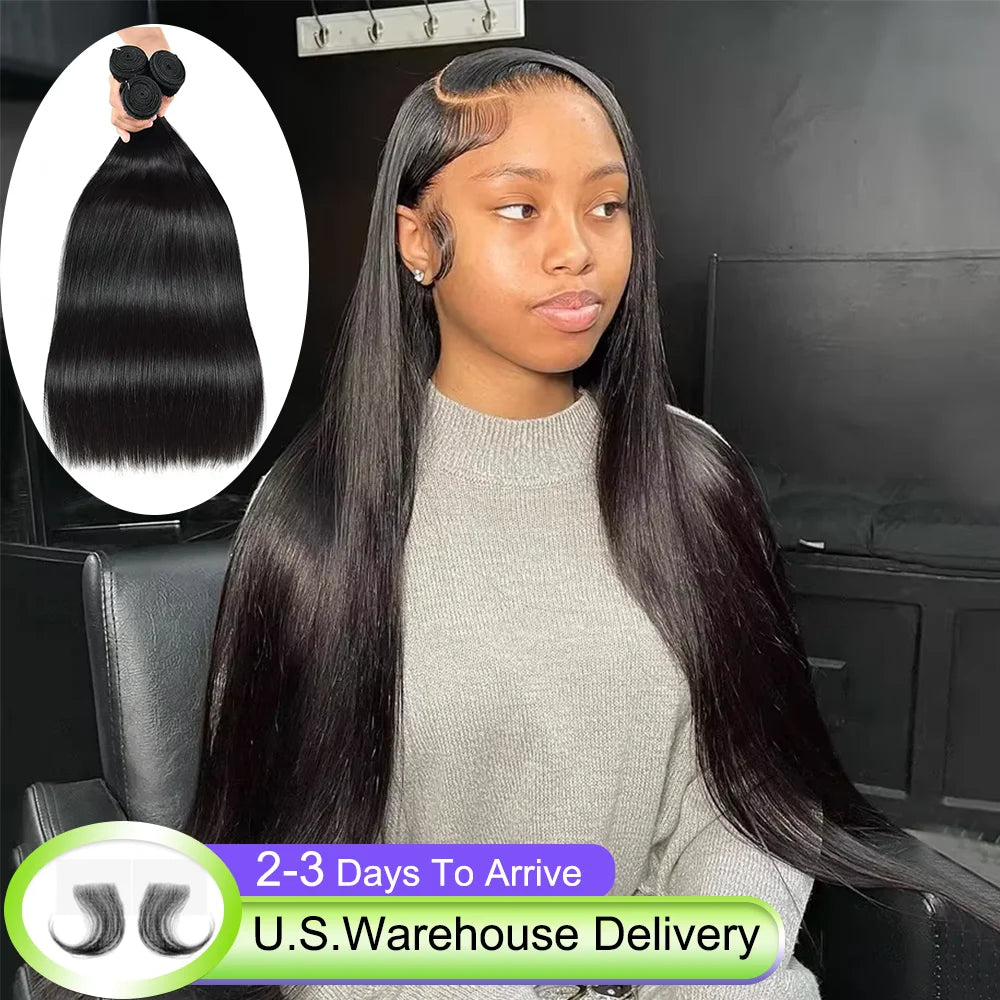 30 32 40Inch Straight Human Hair Bundles 16A 100% Unprocessed Thick Bundles Human Hair 1/4/5 Pcs Brazilian Raw Bundles For Women