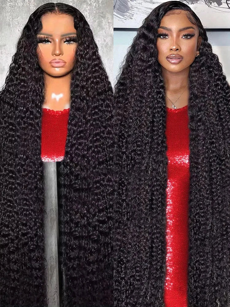 40 46Inch Deep Wave 13x6 13x4 Lace Frontal Human Hair Wig 300 Density 7x5 Water Curly Wear Go Glueless Human Hair Wigs For Women