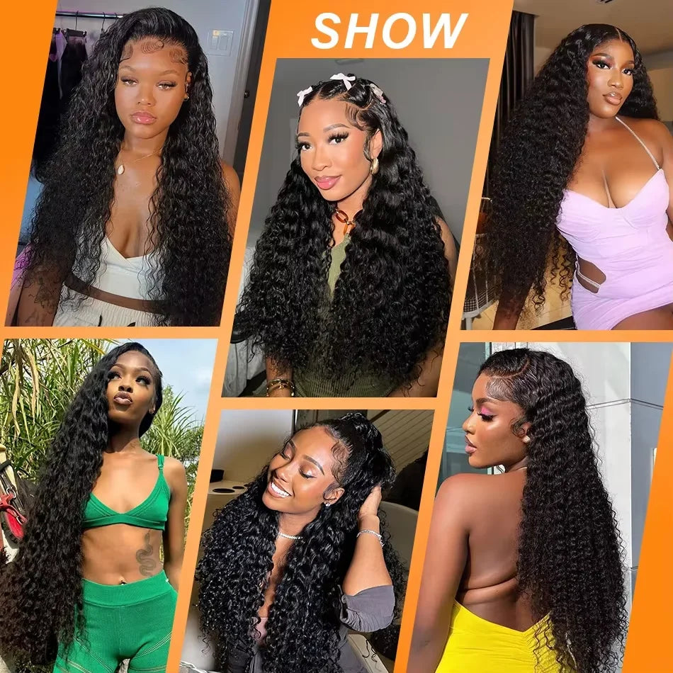 180 Density Curly Human Hair Wig 30 32 40 Inch Deep Wave 13x6  HD Lace Front Human Hair Wig 13x4 Body Wave Lace Frontal Wigs