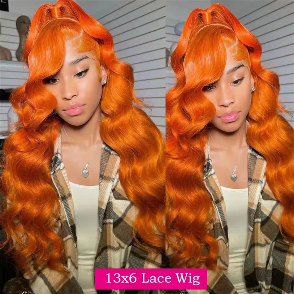 Ginger Human Hair Wig 13x6 Hd Lace Frontal Wig 30 Inch 13x4 Lace Front Orange Ginger Colored Body Wave Human Hair Wigs for Women
