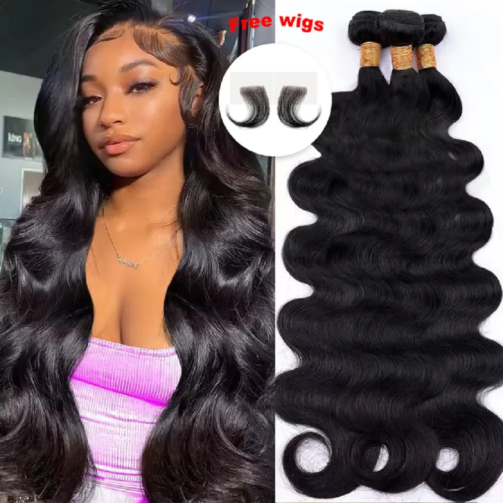 Body Wave Bundles Human Hair 1/3/4/5 Bundles 100% Human Hair Natural Black Color Brazilian Virgin Weave Bundles Hair Extensions