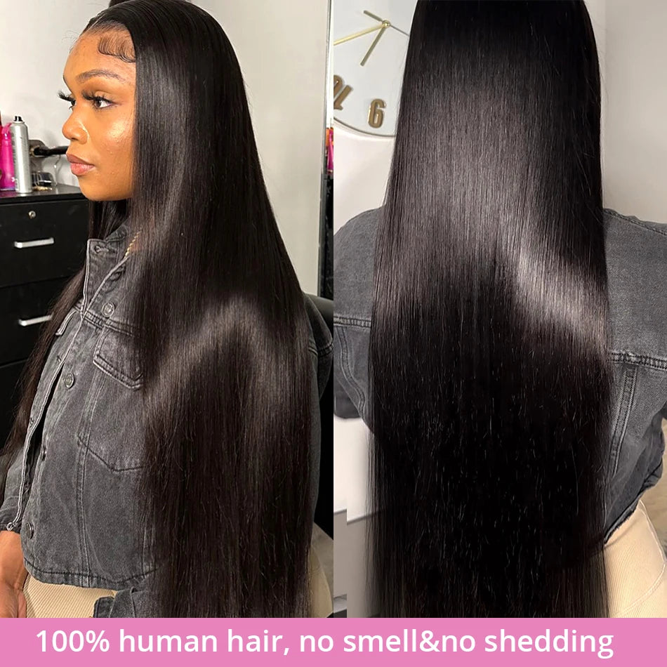 300 High Density Bone Straight 13x6 HD Lace Front Human Hair Wigs Brazilian Hair 40 46 Inch 13x4 360 Lace Frontal Wigs For Women