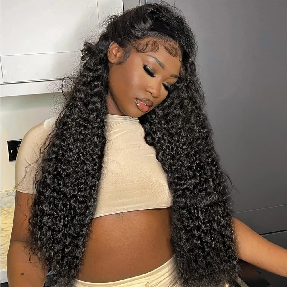 300% Density 13x6 HD Deep Wave Lace Frontal Wig Brazilian 40 46 Inch 13x4 Loose Water Curly Lace Front Human Hair Wigs For Women