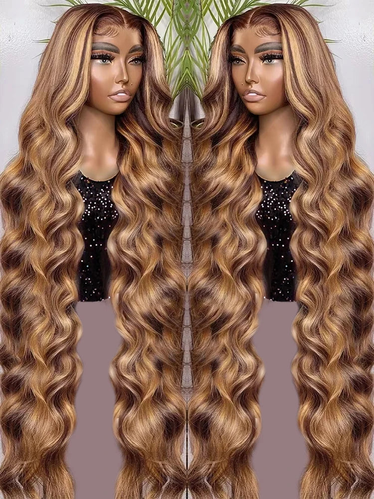 Highlight 13x4 Blond Body Wave Glueless Wigs Human Hair Pre Plucked Brazilian 40 Inch 7x5 Wear Go Loose Wave Wigs For Women 250%