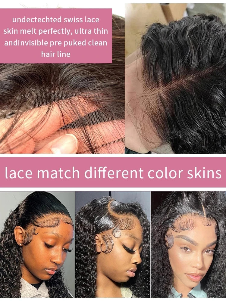 300% Density 13x6 HD Deep Wave Lace Frontal Wig Brazilian 40 46 Inch 13x4 Loose Water Curly Lace Front Human Hair Wigs For Women