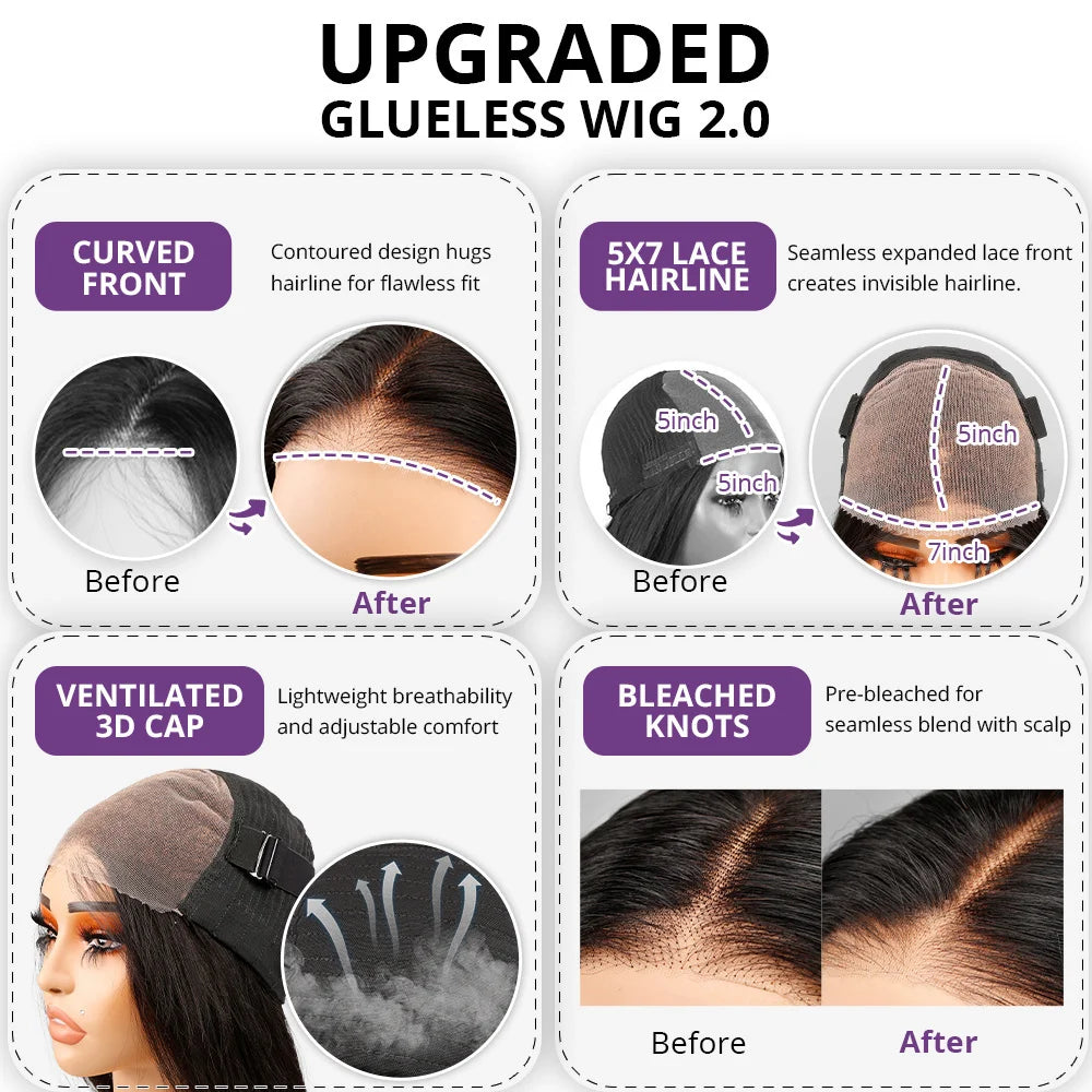 220% Glueless 7x5 HD Lace Closure Wig Body Wave Preplucked 28 Inch Wear and Go Glueless Wigs Human Hair Pre Plucked Pre Cut