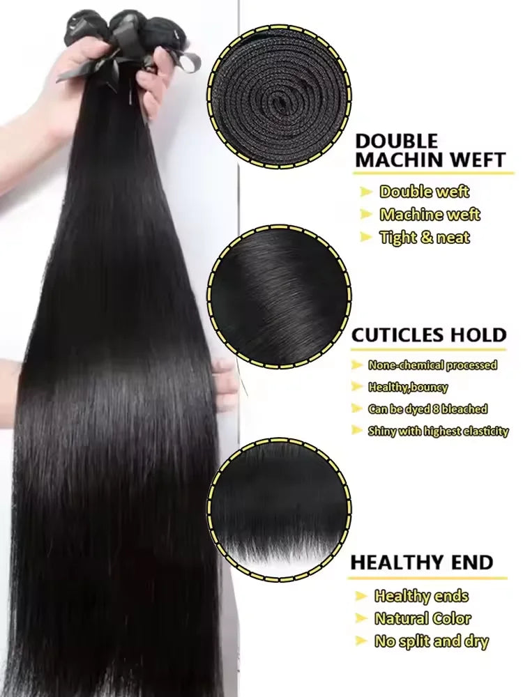14A Straight Human Hair Bundles 1/4/5/6 Bundles 100% Human Hair Brazilian Virgin Hair 30 40 Inch Raw Hair Extensions Bundles