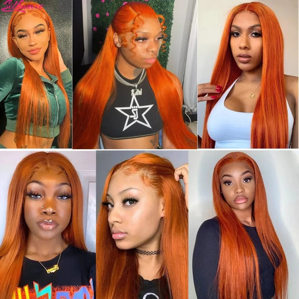 Ginger hd Lace Frontal Wig 200 Density Bone Straight Lace Front Wig 13x4 13x6 hd Lace 100% Brazilian Colored Ginger Human Hair