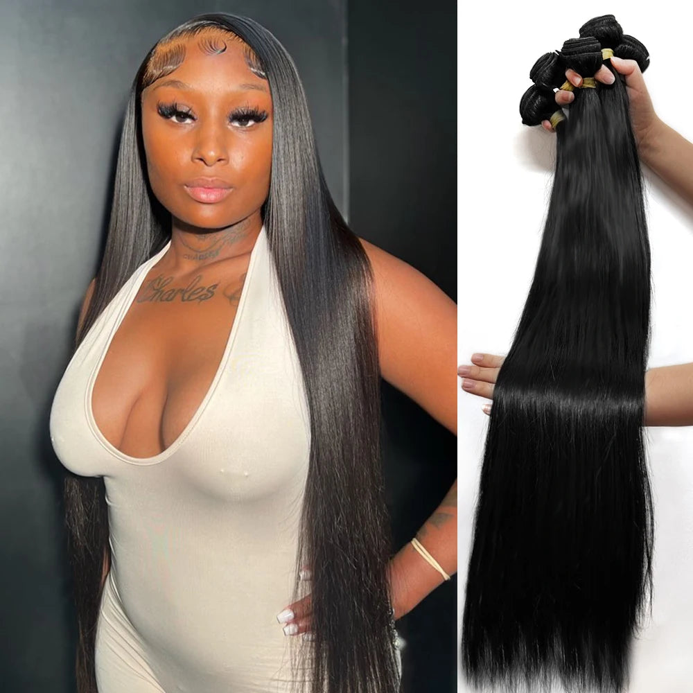 100% Human Hair Straight Hair Bundles 3/4 Pcs 100% Unprocessed Human Hair Straight Bundles Human Hair Extensions For Black Women