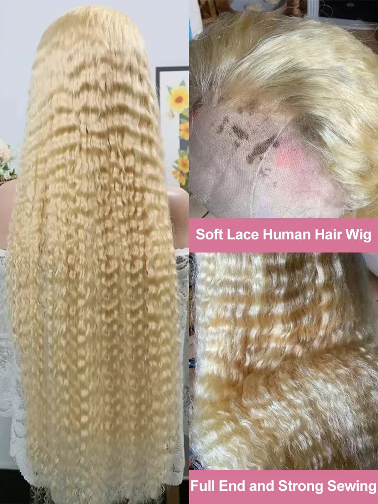 40 42 Inch 613 Honey Blonde Color Deep Wave 13x4 13x6 Hd Lace Frontal Wigs Brazilian Curly Human Hair Wigs For Women 250 Density