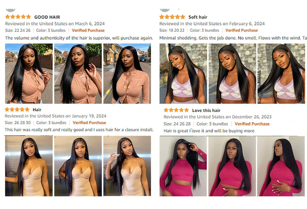 Straight Human Hair Bundles Raw Hair Bundles 100% Human Hair Extensions Natural Black Brazilian Hair Weave Bundles For Women