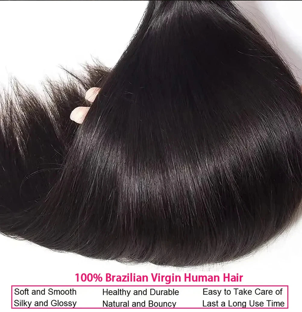 Straight Human Hair Bundles Raw Hair Bundles 100% Human Hair Extensions Natural Black Brazilian Hair Weave Bundles For Women
