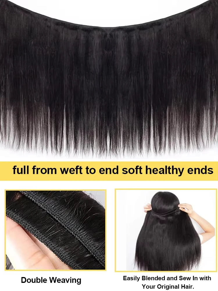 30 Inch Straight Human Hair Bundles 16A 4/5/6 Pcs 100% Human Hair Unprocessed Brazilian Raw Hair Bundle Extensions For Women