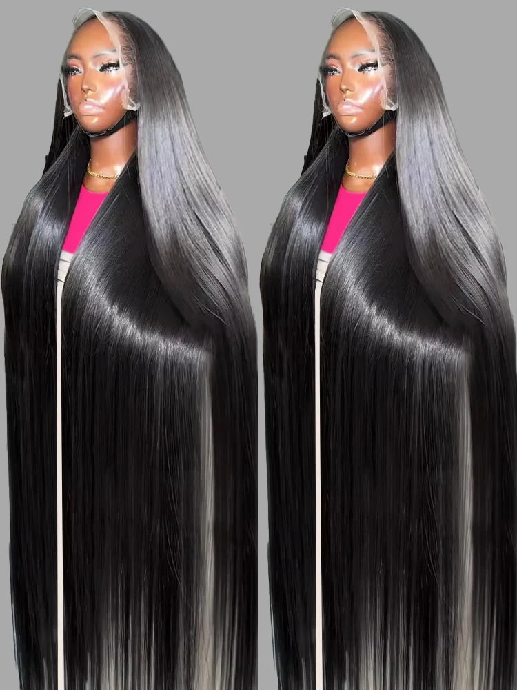 40 46 Inch Bone Straight 13x6 HD Lace Frontal Human Hair Wigs Brazilian Transparent 13x4 Lace Front Wigs For Women 300% Density