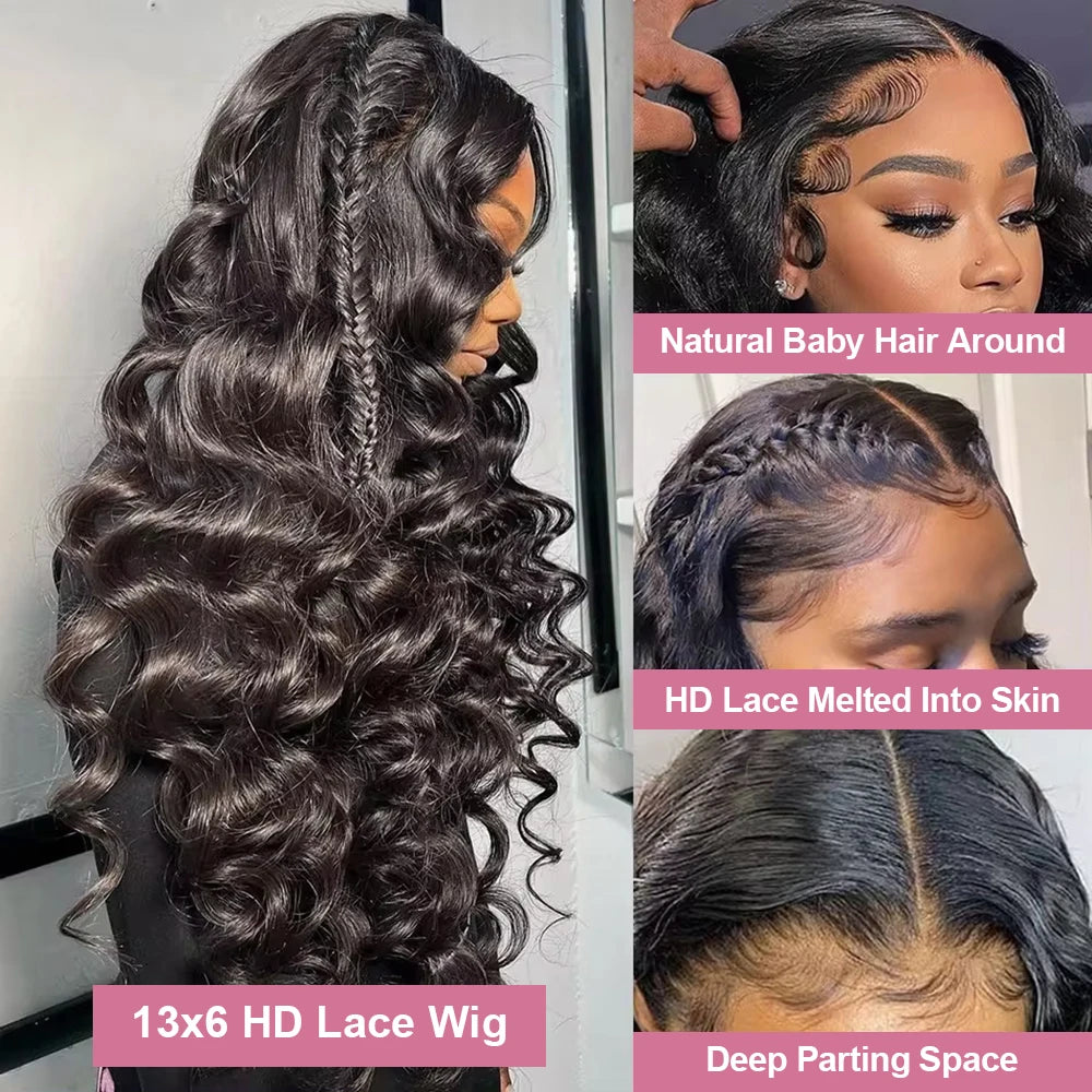 40 Inch Loose Deep Wave 13x6 HD Lace Frontal Human Hair Wig Brazilian Curly Wigs 13x4 360 Full Lace Front Wigs For Women 250%