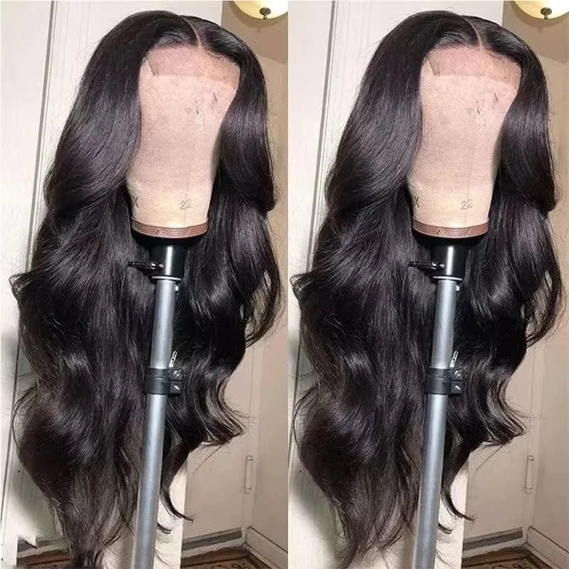 30 Inch Black Body Wave 13x6 HD Lace Frontal Wigs 200 Density 13x5 Water Wave Lace Frontal Wig 100% Human Hair Wet And Wavy