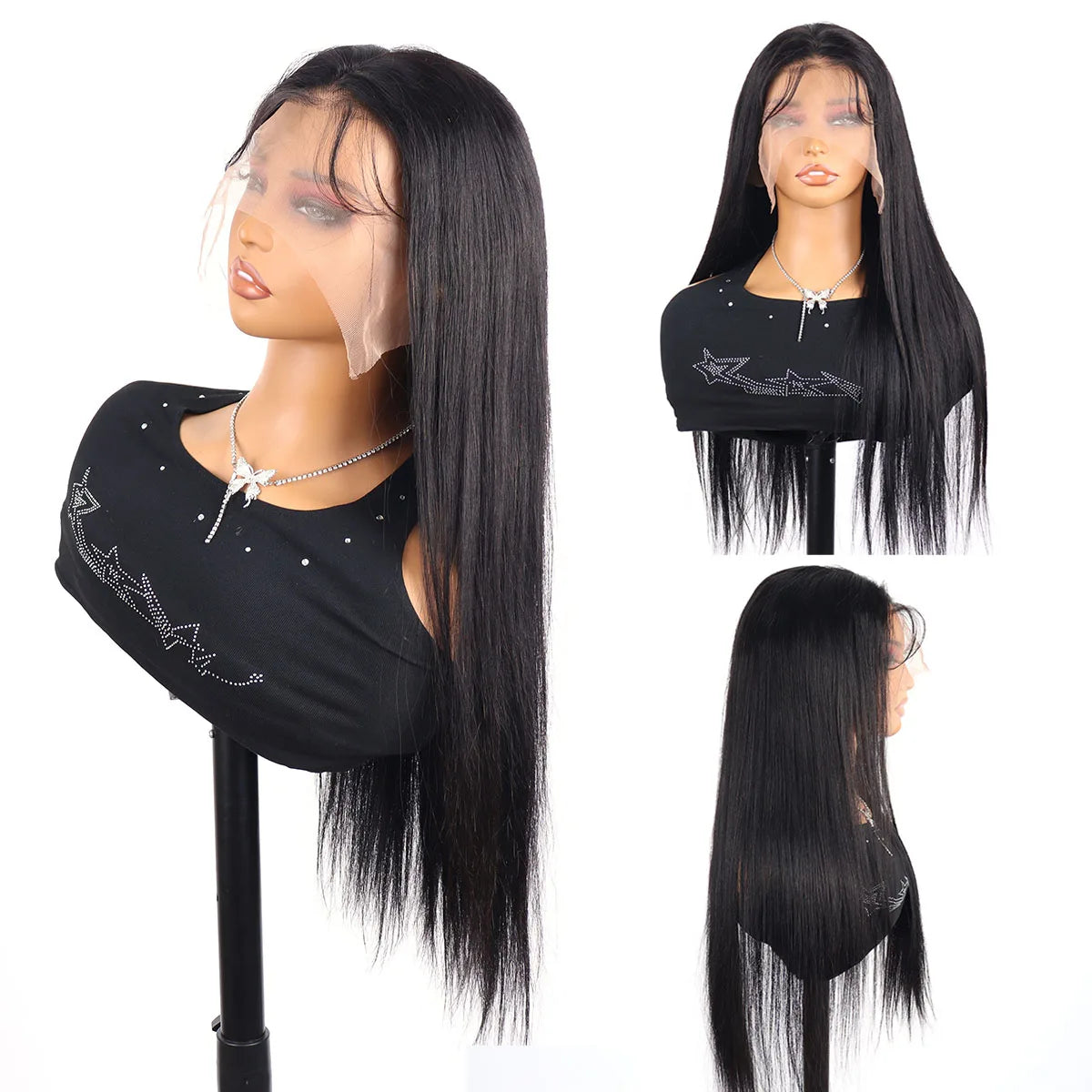 250 Density Straight Human Hair Wig 13x6 HD Transparent Lace Front Human Hair Wigs 40 Inch Brazilian Lace Frontal Wig For Women