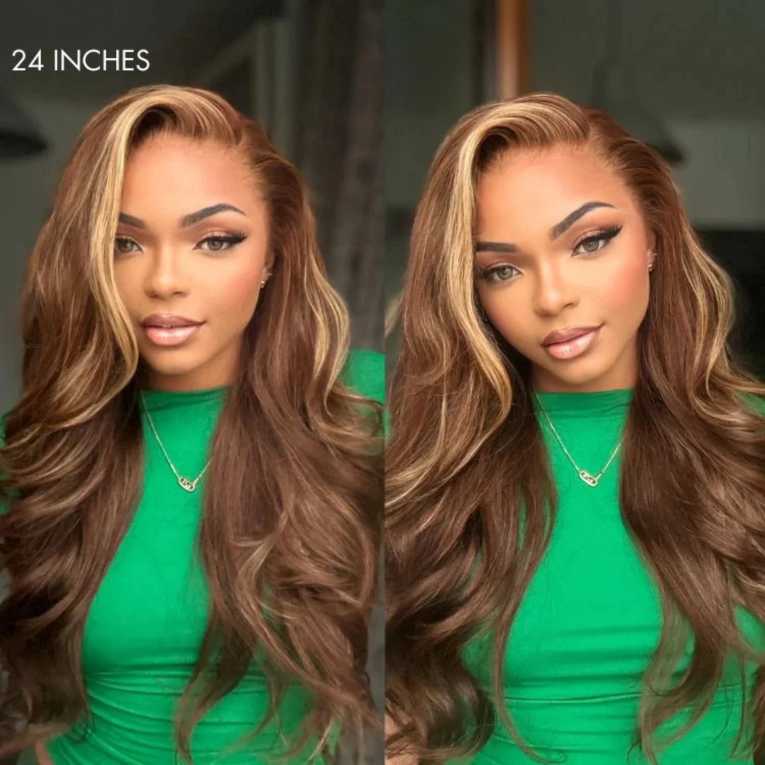 Ombre P4/27 Loose Body Wave Glueless Wig 13x4 Frontal Lace Wig 100% Human Hair Honey Blonde Highlight Wig 180% Density For Women
