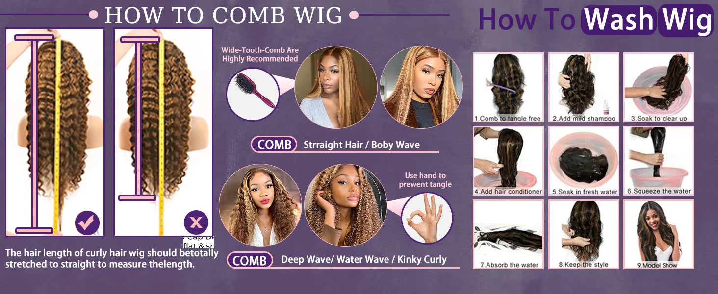 Curly Deep Wave Highlight Wigs Pre-cut Glueless 7x5 Lace Wig 4/27 Highlight Lace Front Wigs 100% Human Hair For Black Women