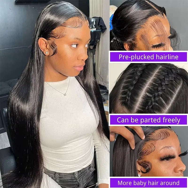Hidden Strap 360 Lace Front Wigs Human Hair Glueless Wig Transparent Lace Front striaght Wig with Invisible Drawstring