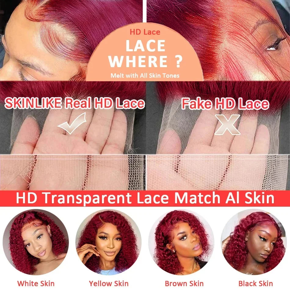 Ready to wear Wine Red Lace Front Wigs Burgundy 99J Layered Cut Loose Body Wave Glueless 7x5 Closure Lace Human Hair Wig