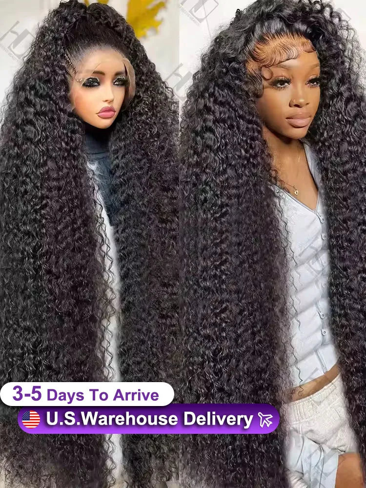 300% Density 34 36 Deep Wave 13x6 Frontal Lace Human Hair Wig Loose Curl 13x Frontal Wig Women's Human Hair Wigs