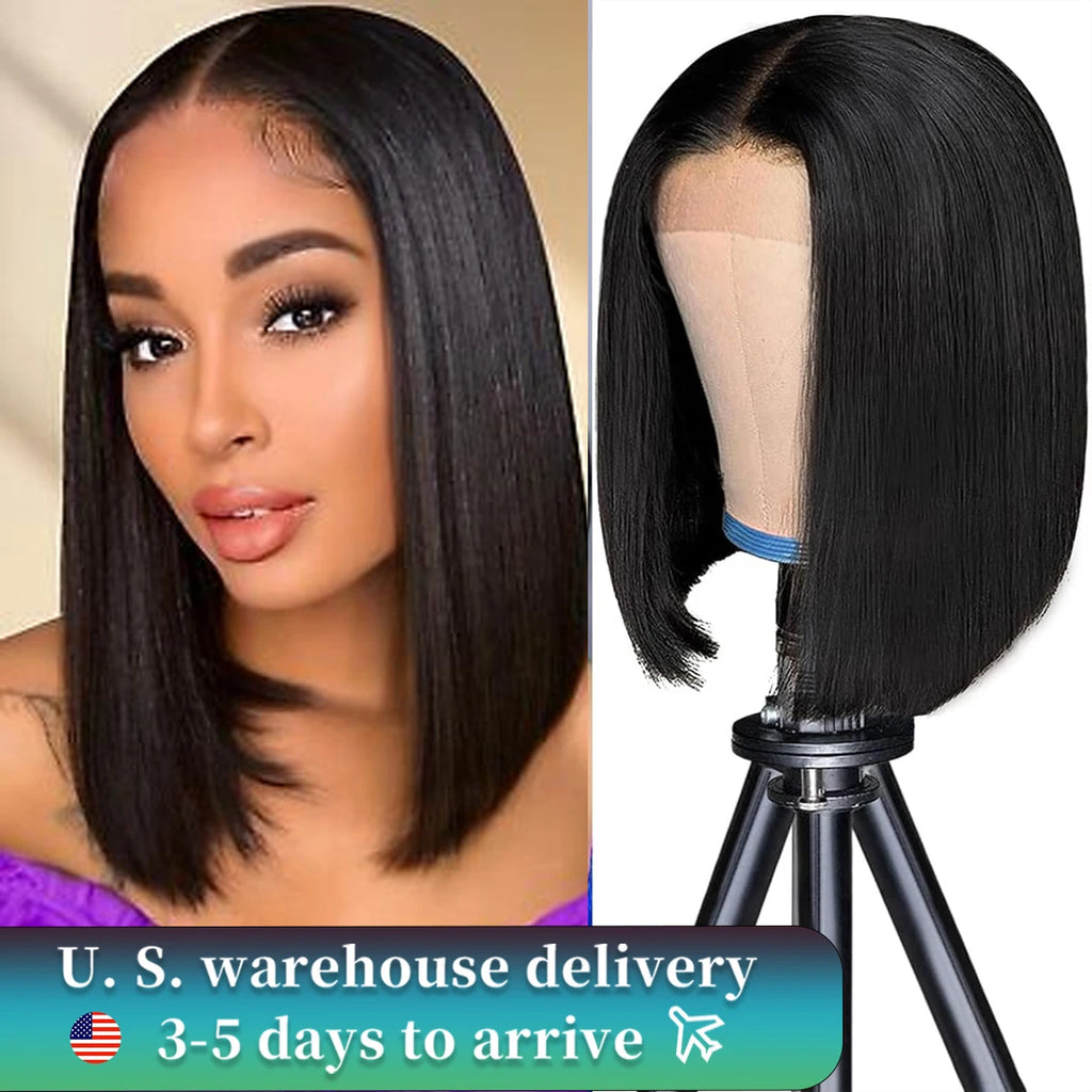 Glueless Bob Hair Wig Human Hair Ready To Wear Straight Transprent 13x4 Lace Closure Wigs For Women Glueless Wigs Human Hair