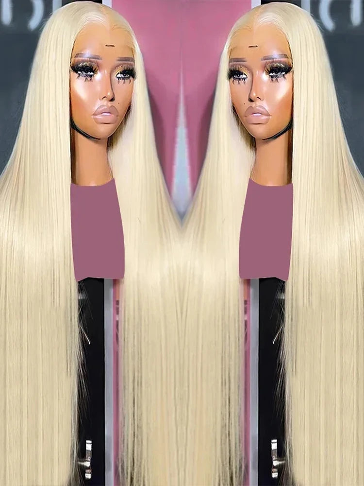 40 Inch 613 Blond Lace Frontal Wig Human Hair 13x6 13x4 HD Transparent Color Bone Straight Lace Front Wigs For Women 250 Density