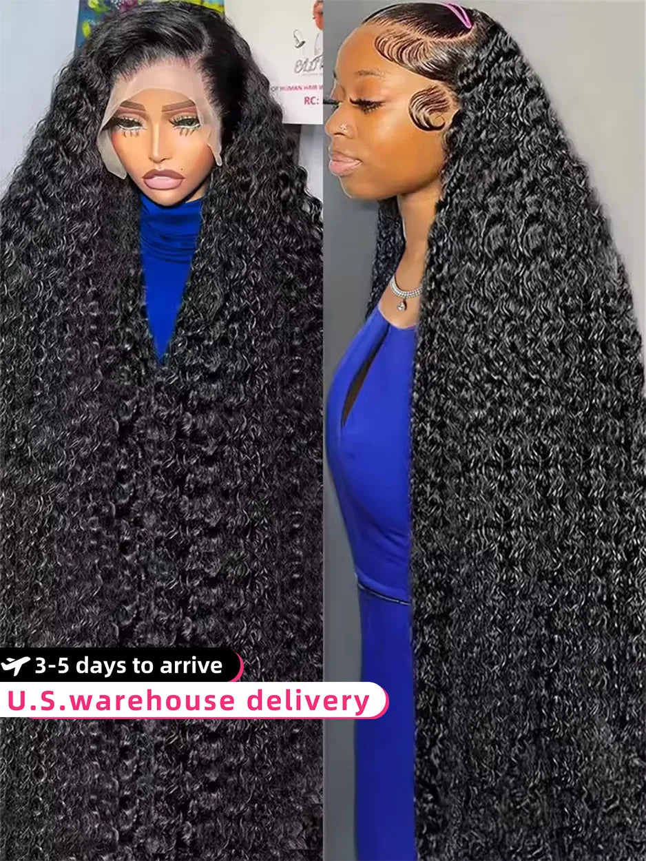 30 40 Inches Deep Wave 13x6 HD Transparent Lace Front Human Hair Wig Glueless 13x4 Curly Water Wave Lace Frontal Wigs For Women