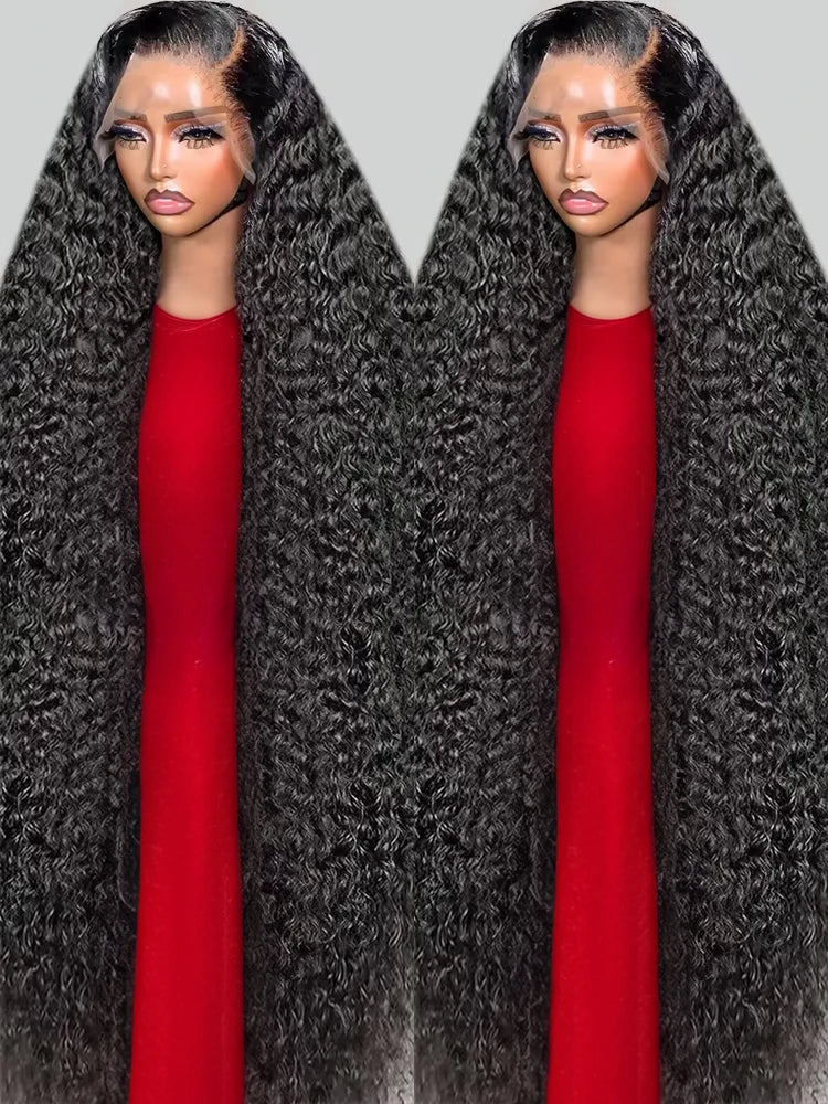 300% Density 13X6 HD Deep Wave Lace Frontal Wig Brazilian 40 46 Inch 13X4 360 Water Curly Lace Front Human Hair Wigs For Women