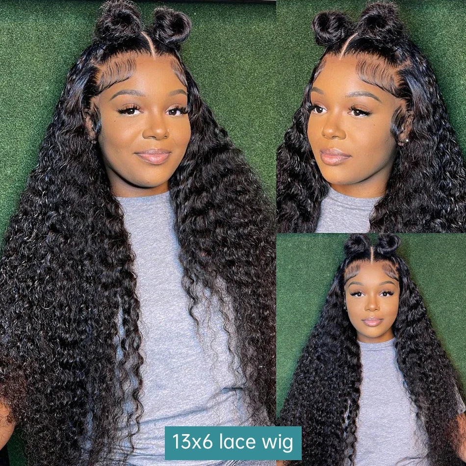 250 Density Transparent HD Human Hair Wig 30 38 40 Inch Deep Wave 13x4 Curly Lace Front 13x6 Water Wave Lace Frontal Wigs