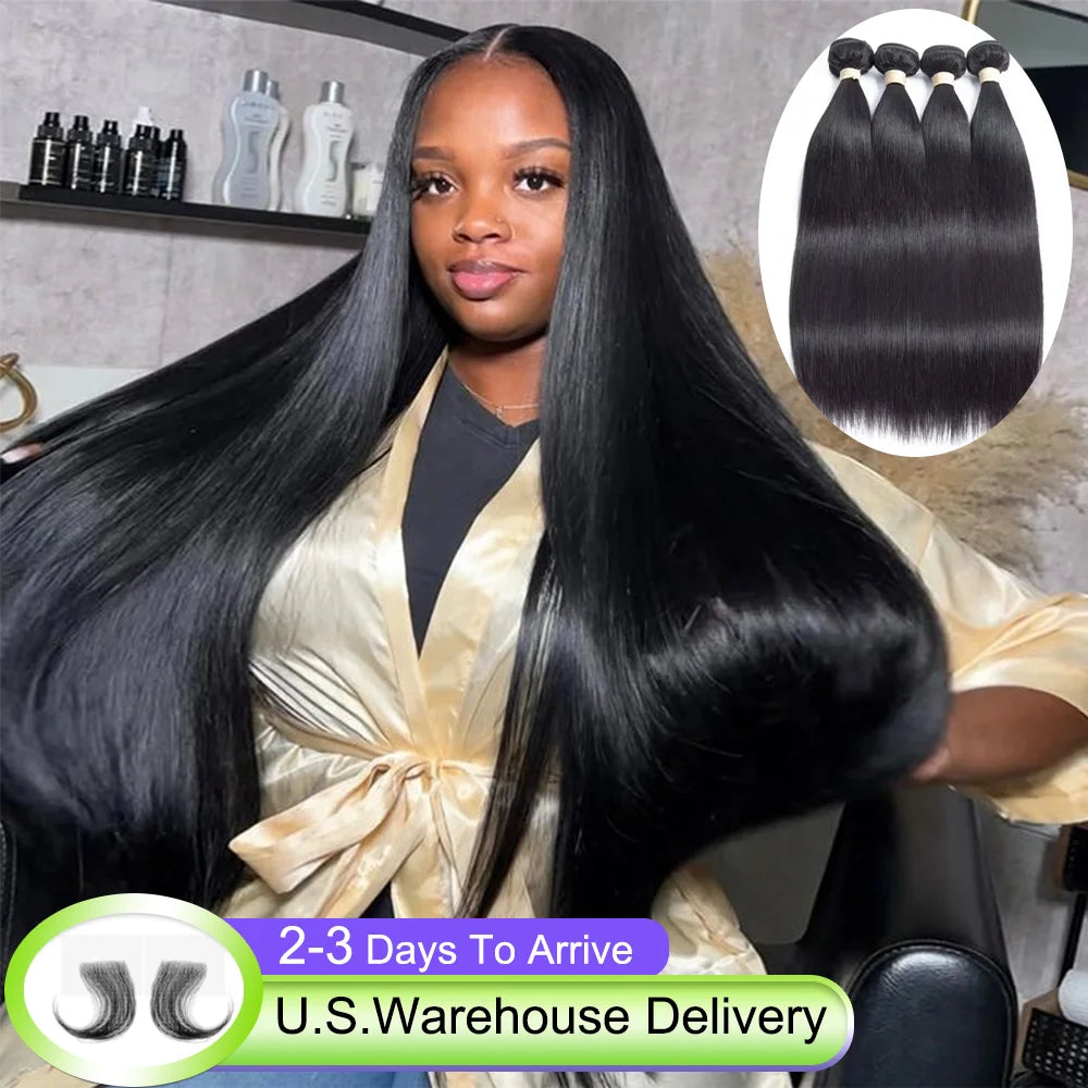 16A Straight Human Hair Bundles 40Inch Brazilian Remy Virgin Raw 1 4 5 6Pcs Double Weft Weave Extensions 100% Human Hair Bundles