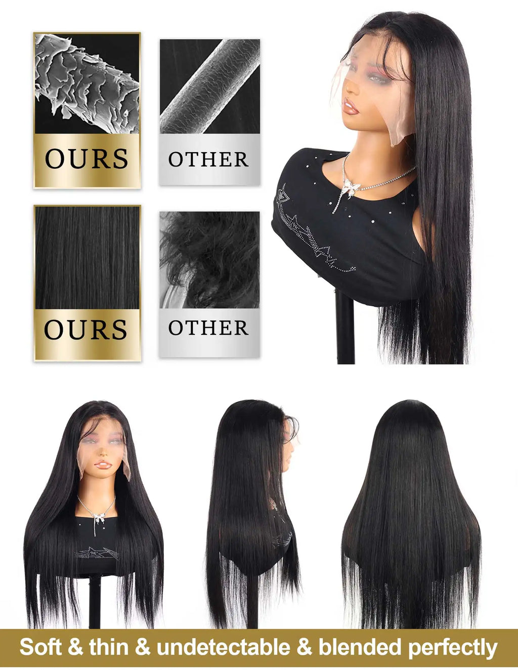 250 Density Straight Human Hair Wig 13x6 HD Transparent Lace Front Human Hair Wigs 40 Inch Brazilian Lace Frontal Wig For Women
