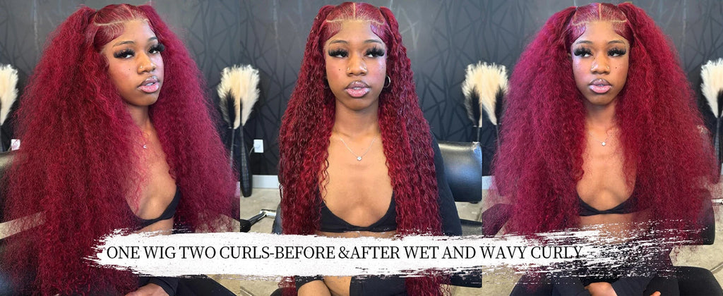 99J Burgundy 13x4 Lace Wig Deep Curly Human Hair Glueless Wig Human Hair Ready to wear Choice Brazilian Wigs For Women