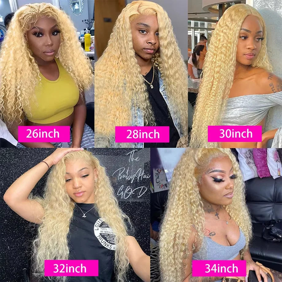 40 42 Inch Honey Blond Curly Wigs 613 Hd Lace Frontal Wig 13x6 for Women 200 Density Deep Wave Frontal Wig