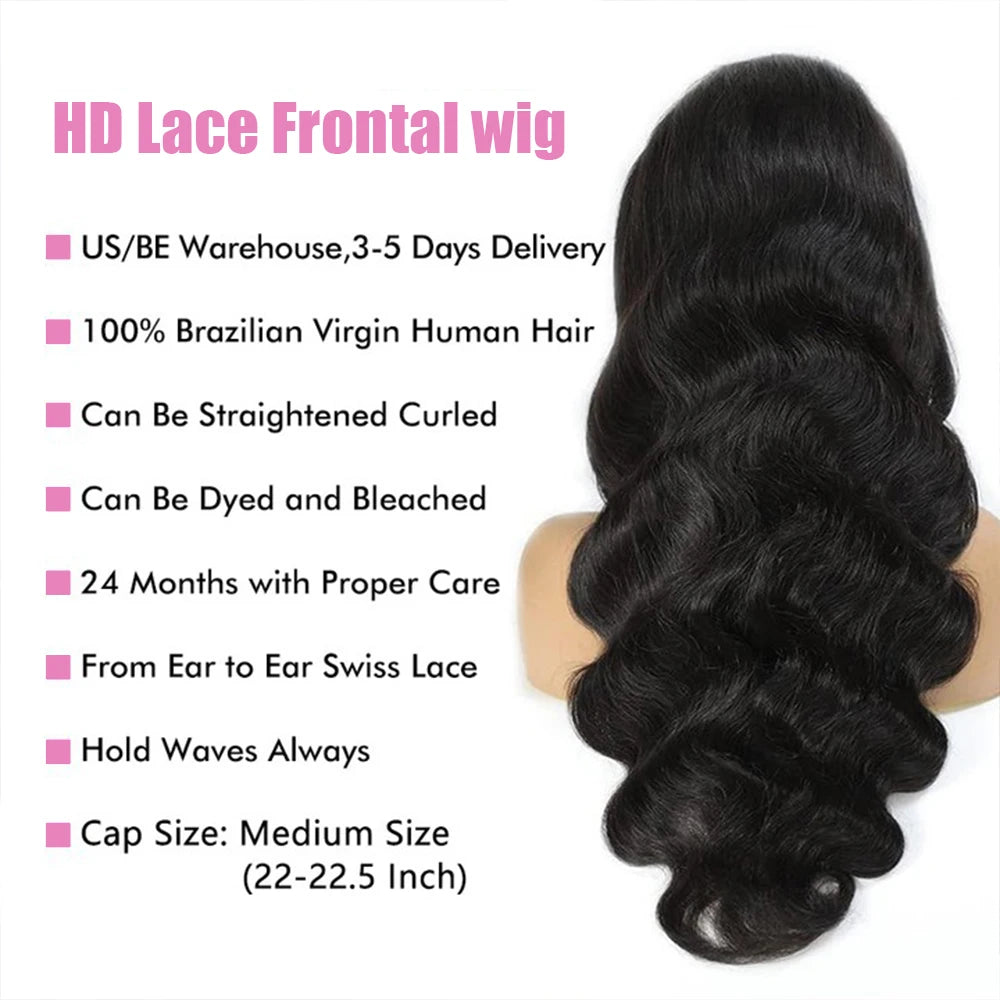 300 Density 40 50 Inch HD Transparent 13x4 13x6 Body Wave Lace Front Human Hair Wig Brazilian Glueless Human Hair Wigs For Women